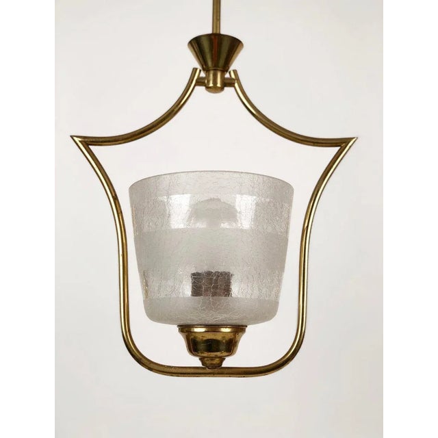 1950s Hollywood Regency Style Pendant Lamp in Brass and Glass, Austria, 1950s For Sale - Image 5 of 12