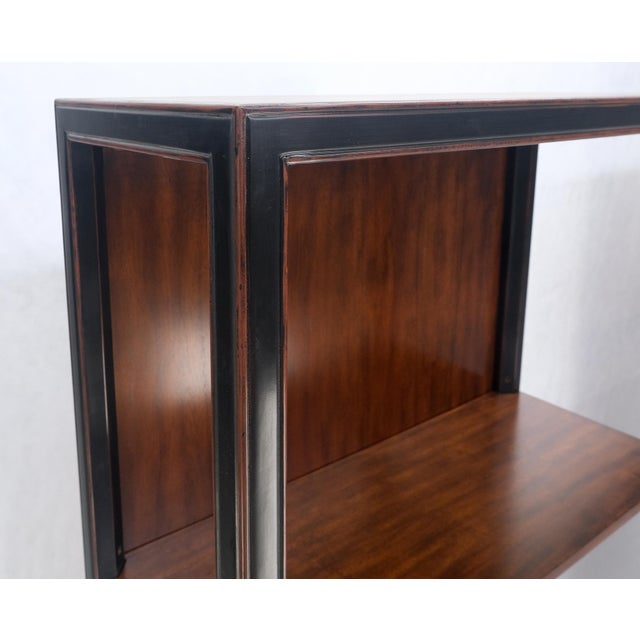 Mid-Century Modern Pair 7.5' Tall Custom Mahogany Etageres Adjustable Shelves Dresser Drawers MINT! For Sale - Image 3 of 12