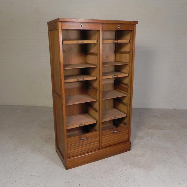 Oak Roller Shutter Box with 2 Shutters, 1930s For Sale - Image 10 of 18