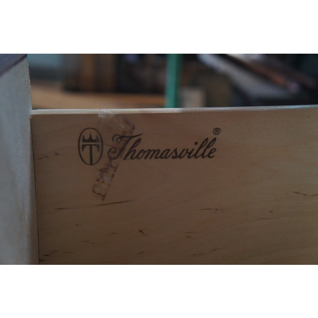 Thomasville 1990s Thomasville 18th Century Collection Flame Mahogany Bow Front Tallboy Highboy Chest Dresser For Sale - Image 4 of 13