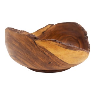 Hand-Carved Peruvian 10.75" Olive Wood With Stunning Live Edges For Sale