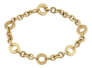 Bvlgari 18k Yellow Gold 6 Engraved Circle Station Chain Bracelet