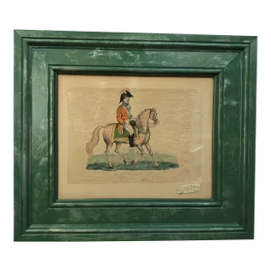 General Hand Colored Engraving of the War of 1812 Dated 1815 Info on the Bott, Framed