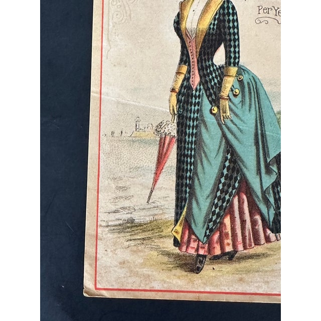 Cerulean Antique Victorian Fashion Print For Sale - Image 8 of 12