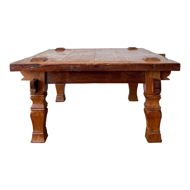 19th Century Indonesian Teak Coffee Table With Exposed Joinery For Sale