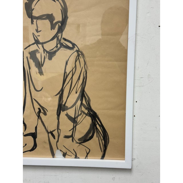 Early 21st Century Figure Sketch of Ink on Paper, Framed For Sale - Image 5 of 12