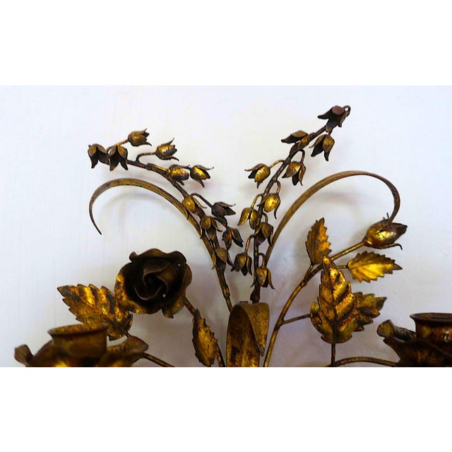 Gilt Tole Double-Wall Candleholders with Roses from Hans Kögl, 1960s, Set of 2 For Sale - Image 14 of 18