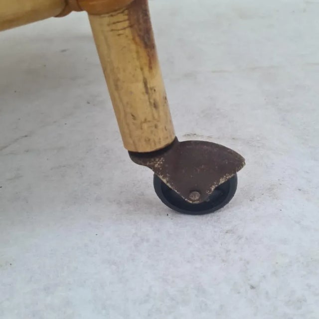 Bonacina Mid-Century Rattan and Bamboo Barrel-Shaped Bar Cart. Italy, 1960s For Sale - Image 9 of 10