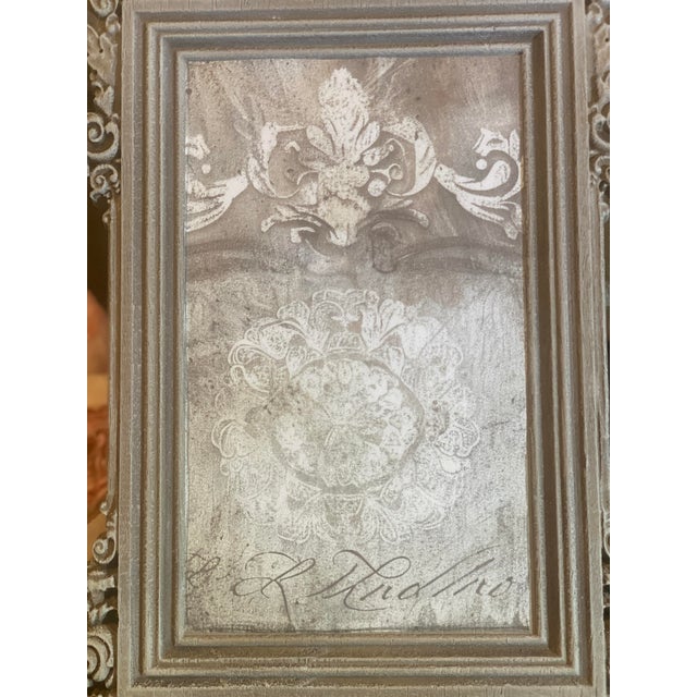 One-of-a-Kind French Country Style Decoupage Art With Hand-Painted Ornate Frame For Sale In Dallas - Image 6 of 7