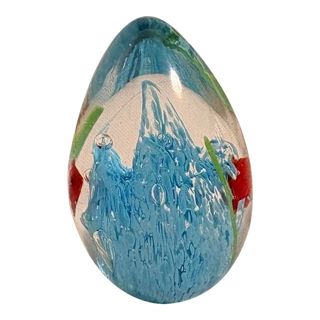 Murano Vintage Hand Blown Glass Small Aquirium Paperweight For Sale