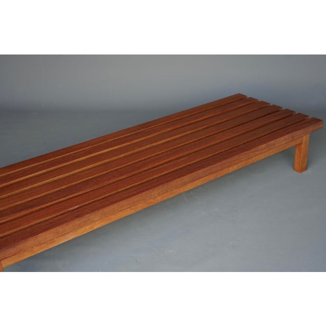 Wood Mid-Century Slatted Teak Low Bench, 1960s For Sale - Image 7 of 18