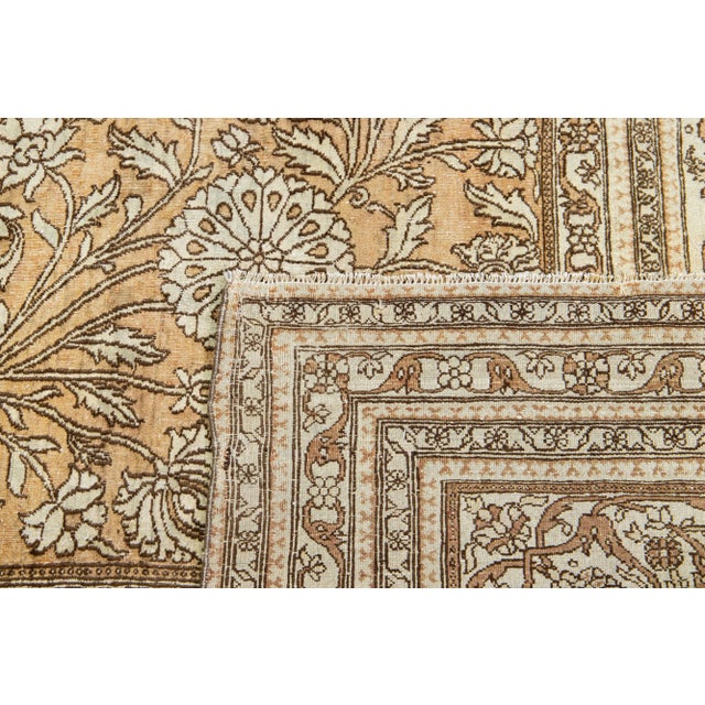 1900 Antique Indian Agra Wool Rug in Ivory and Tan With Medallion Design For Sale - Image 9 of 9