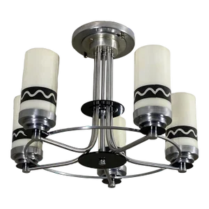 1930s Art Deco Nickel Finish Chandelier