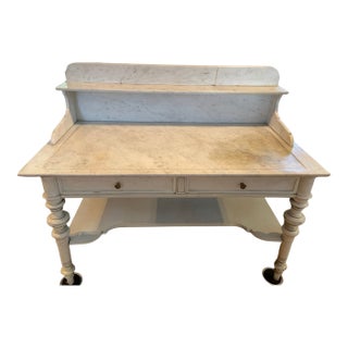 Large Vintage 19th Century French Marble Top Painted Wash Stand - Perfect for a Sink Vanity For Sale