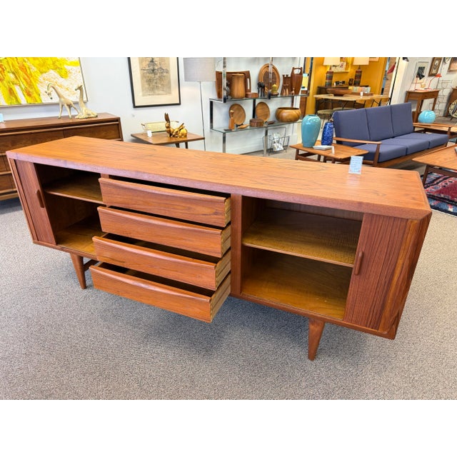 Ib Kofod-Larsen 1960’s Danish Modern Teak Credenza by Kofod Larsen for Faarup of Denmark For Sale - Image 4 of 12