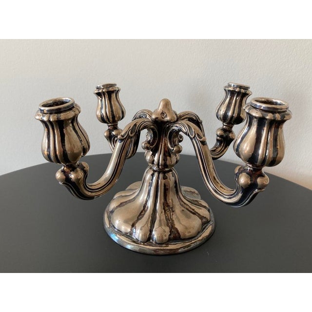 19th Century German Rococo 4-Arm Silver Candelabra For Sale - Image 12 of 12