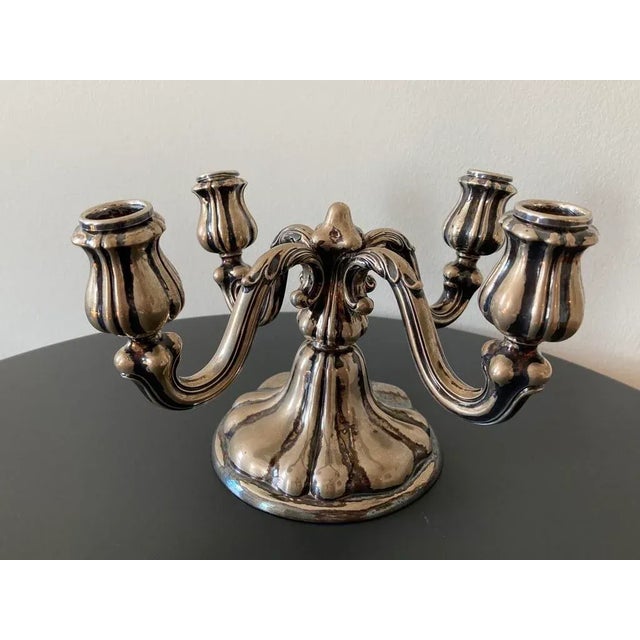 19th Century German Silver Rococo 4-Arm Candelabra For Sale - Image 12 of 12