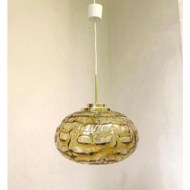 Ceiling Light Ellipse in Amber Colors-Colorless Glass & Brass from Doria Leuchten, 1970s For Sale - Image 18 of 18
