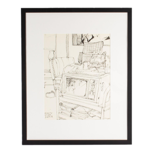 1972 Ink Drawing of an Interior by James L. Bruch