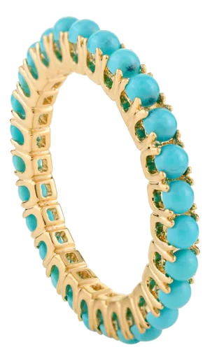 Summer Natural Turquoise 14k Gold Eternity Band Size 7