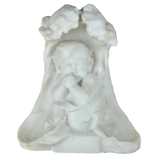 E. Fortiny, Marble Baby, Late 19th-Century For Sale