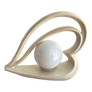1980's Iridescent Heart Lamp For Sale