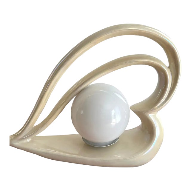 1980's Iridescent Heart Lamp For Sale
