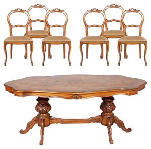 Vintage Italian Baroque Dining Set, Set of 7