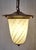 Metal Mid-Century German Ceiling Lamp with Brass Frame, Light Amber-Tinted Glass Shade and Spiral Decoration, 1950s For Sale - Image 7 of 7