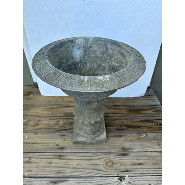 Neoclassical Gray Metal Garden Urn Planter Chairish