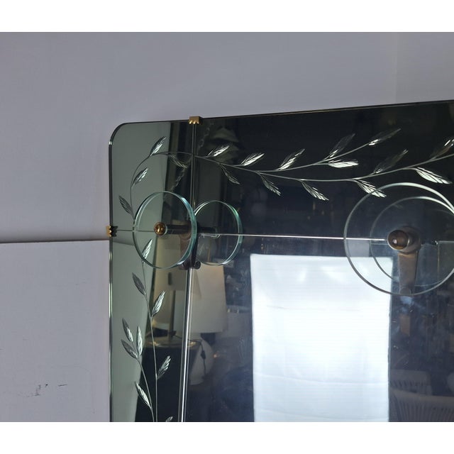 Large Entrance Mirror in Green Glass with Hangers, 1960s For Sale - Image 10 of 11