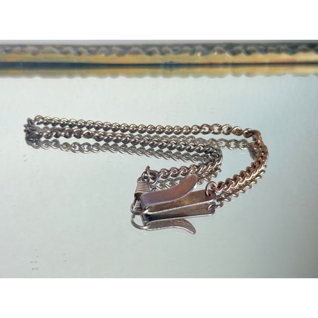 Victorian Vintage Victorian/Edwardian Revival Copper Chatelaine Chain v Belt Hook Watch Chain, 1960s For Sale - Image 3 of 17