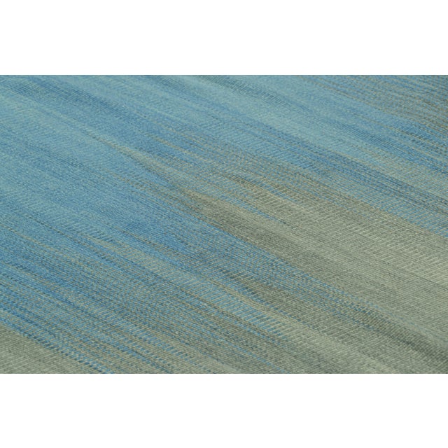 Textile Rug & Kilim’s Contemporary Kilim in Blue and Green Stripes and Geometric Patterns For Sale - Image 7 of 7