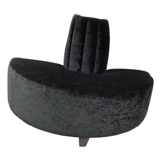 Modern Upholstered Curved Sofa With Cylindrical Backrest, Modern, Black Semi-Circular For Sale
