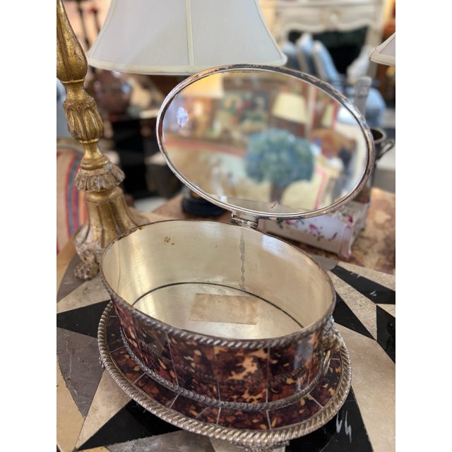Victorian Late 19th Century Faux Tortoiseshell & Silver-Plated Vanity Box - Regency Style For Sale - Image 3 of 9