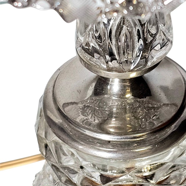 Mid-Century Cut Crystal Table Lamp With Molded Brilliant Revival Shade For Sale - Image 14 of 18