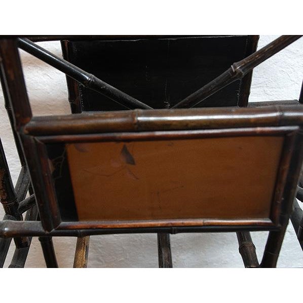 Wood Antique Chinese-Styled Bamboo Music/Magazine Stand For Sale - Image 7 of 9