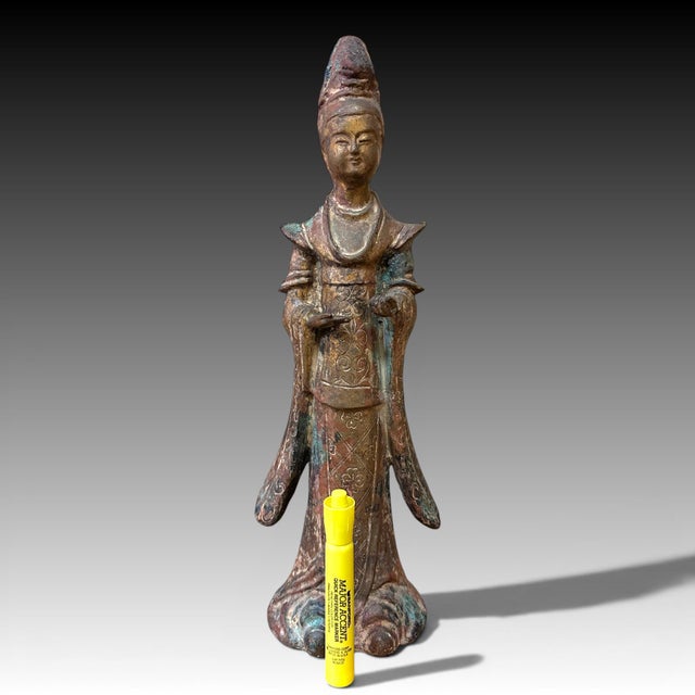 Chinese Gilt Bronze Figure, Possibly Daoist, 19th Century or Earlier, 16" Tall For Sale - Image 11 of 11