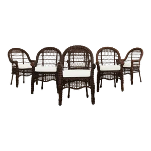 Set of Six Harbor Style Woven Resin Wicker Garden Chairs