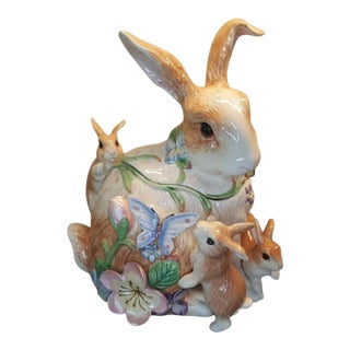 Vintage Fitz & Floyd Easter Rabbits Bunny Cookie Jar For Sale