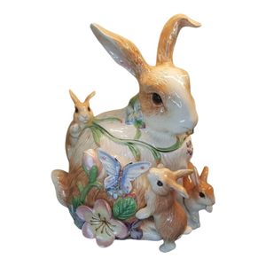 Vintage Fitz & Floyd Easter Rabbits Bunny Cookie Jar