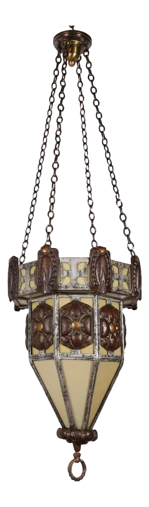 Arts and Crafts Hammered Copper and Iron Fixture