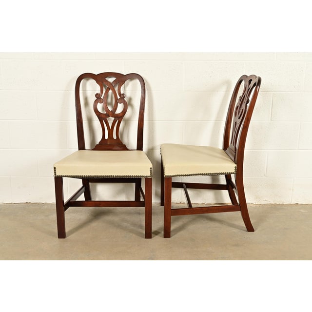 Baker Furniture Georgian Carved Mahogany Dining Chairs, Set of Four For Sale - Image 11 of 13