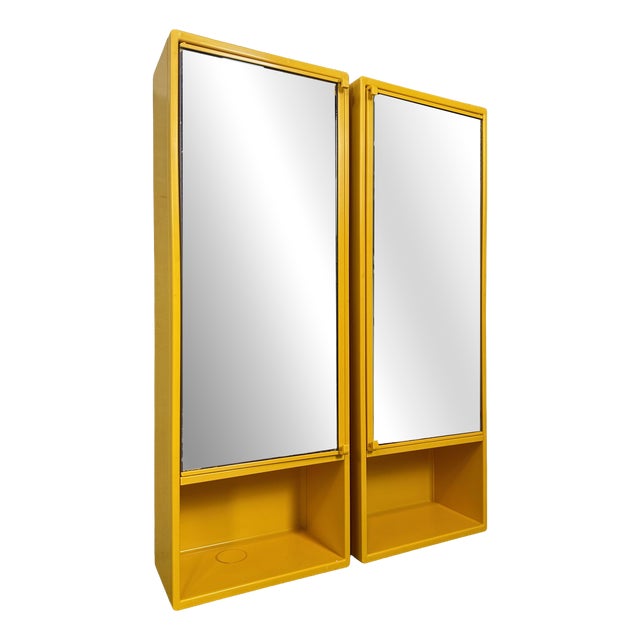 Vintage Yellow Medicine Cabinets by Olaf von Bohr for Gedy, Italy, 1980s, Set of 2 For Sale