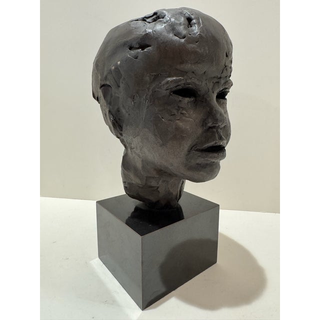 1960s Larry Mohr Bronze Bust on Marble Plinth Sculpture Signed From Artist Estate For Sale - Image 4 of 9