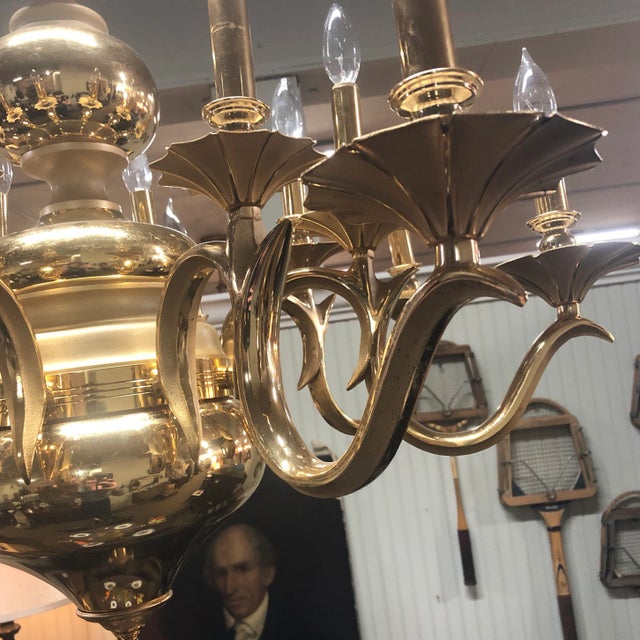 Metal Mid 20th Century Designer Contemporary Brass Chandelier 16 Lite For Sale - Image 7 of 8
