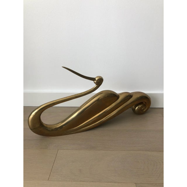 Metal 1980s Modernist Brass Swan Sculpture by Dolbi Cashier For Sale - Image 7 of 9