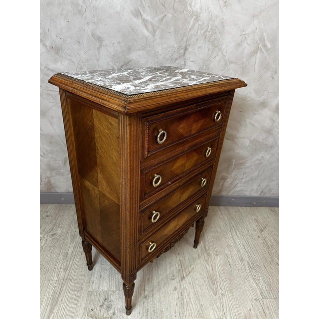 Metal Walnut Chest of Drawers, 1920s For Sale - Image 7 of 15