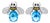 Late 20th Century Pair of 14K White Gold Blue Topaz Bumblebee Diamond Earrings For Sale