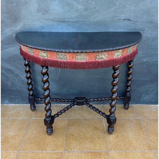 Baroque Spanish Baroque Style Demilune Console Table with Twisted Legs, 1920s For Sale - Image 3 of 12